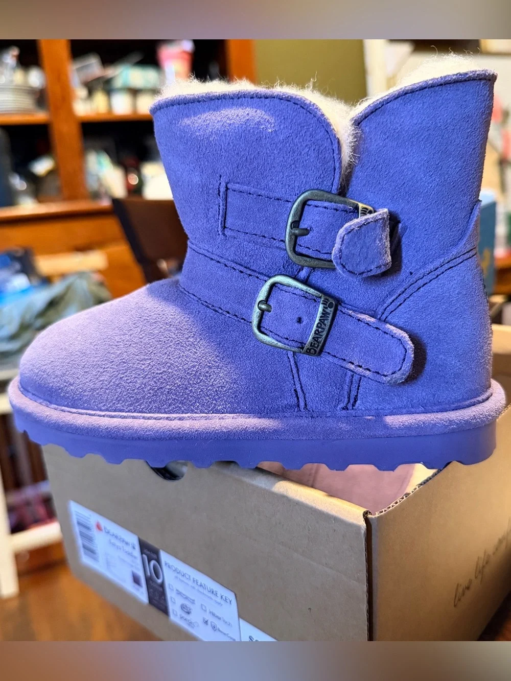 Bearpaw Toddler Girls Lilac Suede Double Buckle Boots
